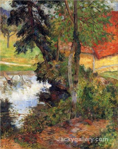 Red roof by the water by Paul Gauguin paintings reproduction